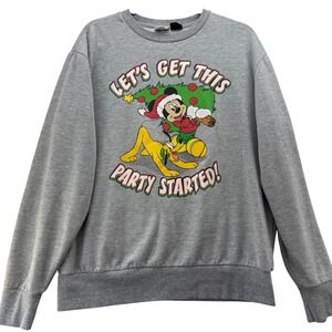 Disney Mickey &‎ Pluto Christmas Sweater 38/40M Let's Get This Party Started